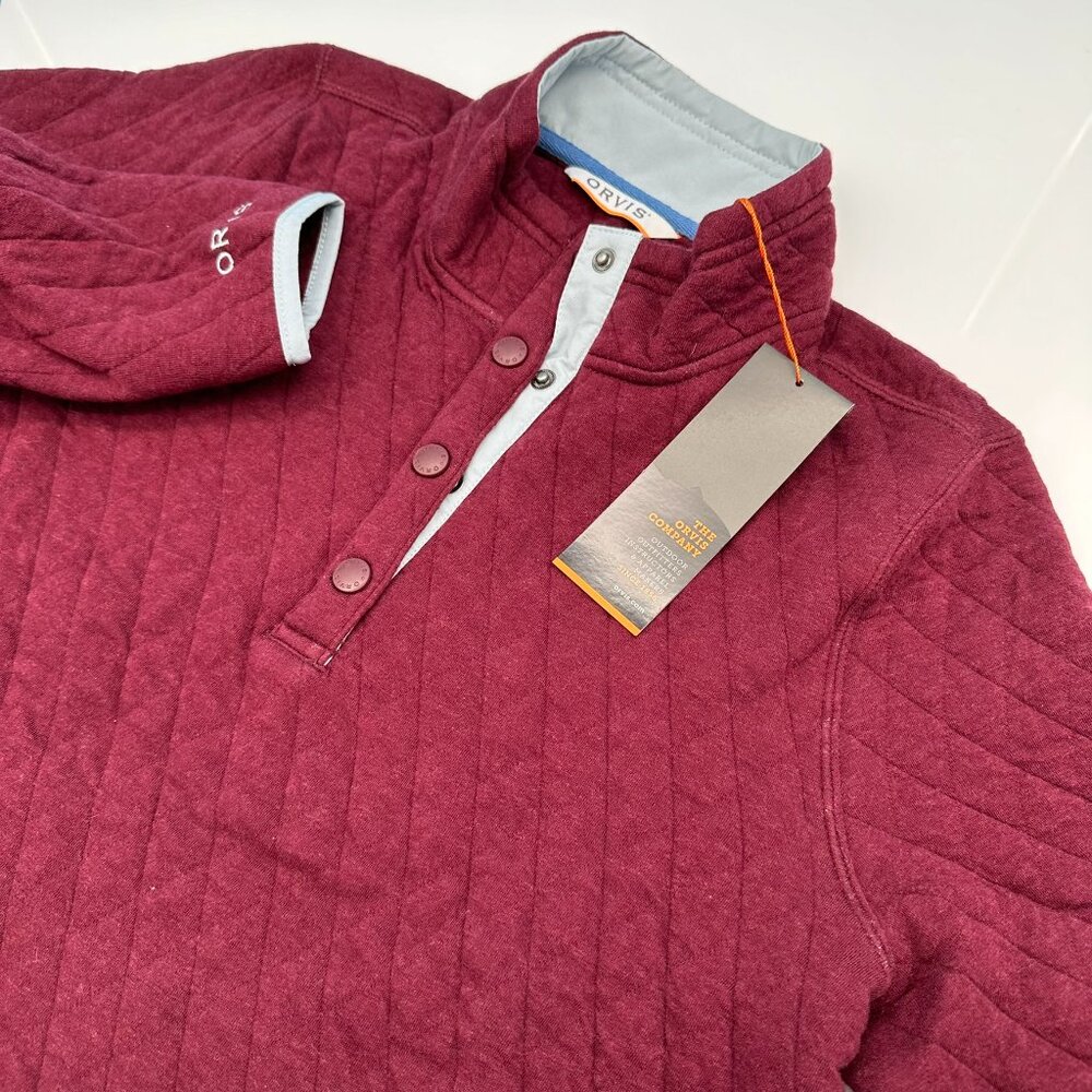 Orvis Women's Tech Check Quilted Flannel 1/4 Snap Sweatshirt, Sangria Red